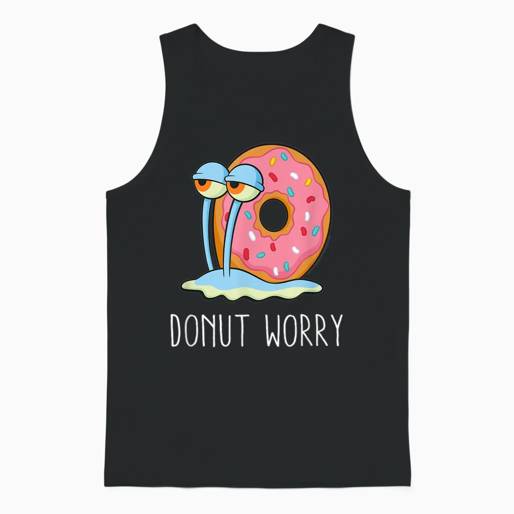 Spongebob Schwammkopf Donut Worry Gary Unisex Tank Top in Black