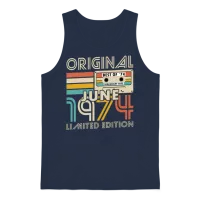 50th Birthday Vintage June 1974 Original 1974 Unisex Tank Top - Navy – 1