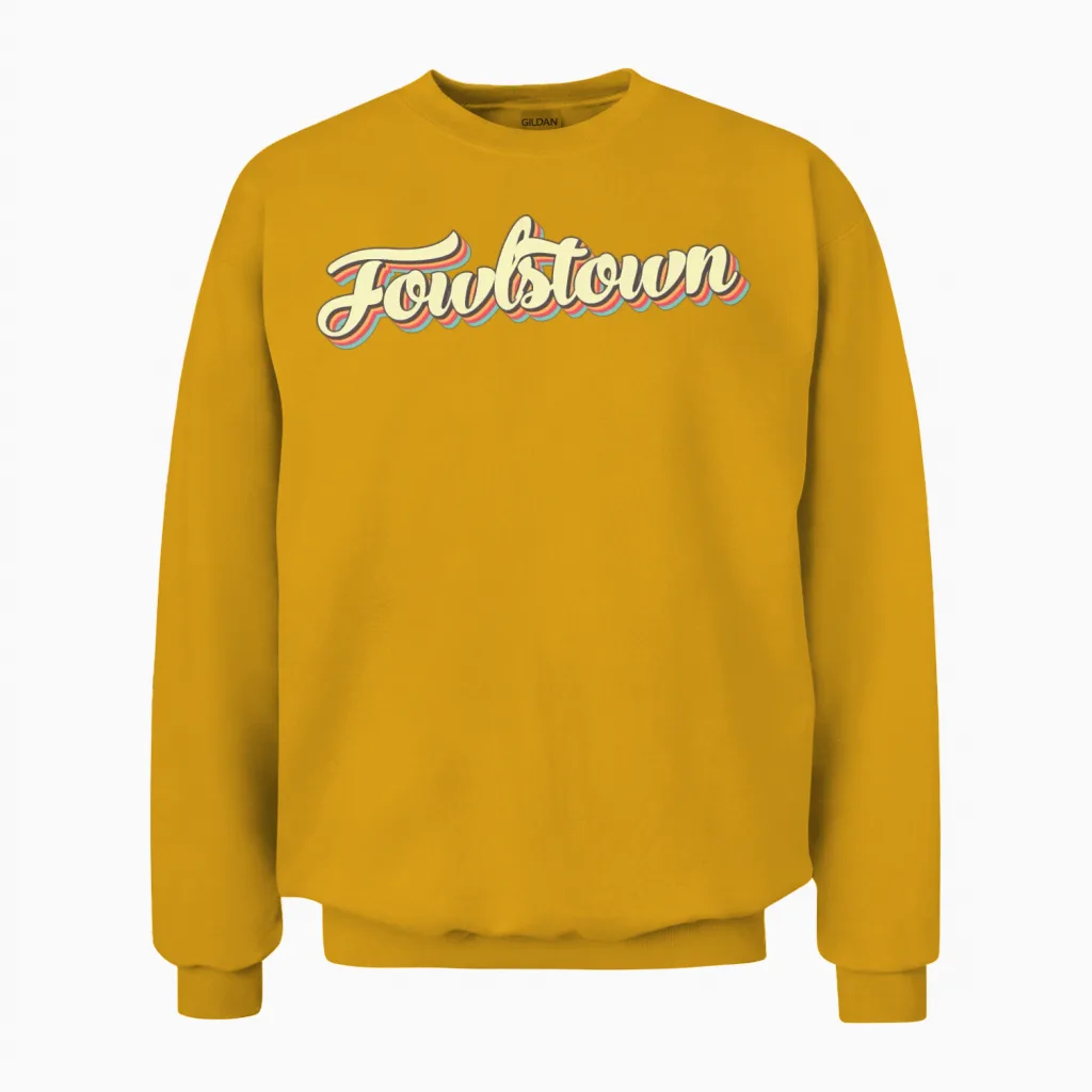 Fowlstown Baseball Font & Softball Unisex Sweatshirt in Gold