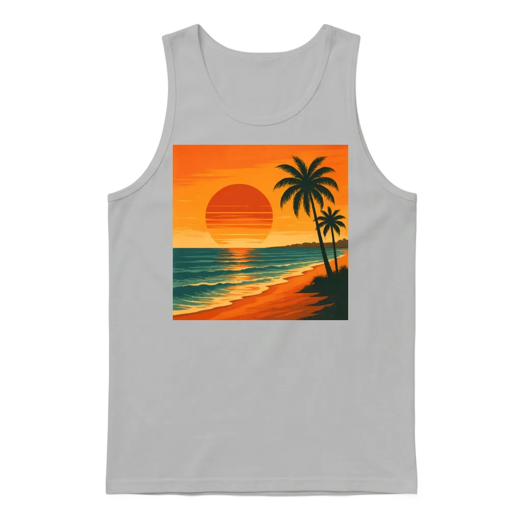 Retro Vintage Sunset Summer & Beach Unisex Tank Top - Ash