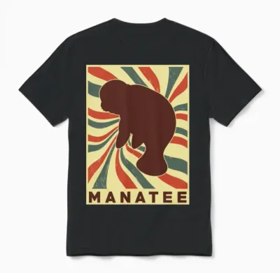 Manatee Retro Vintage Unisex T-Shirt - Black