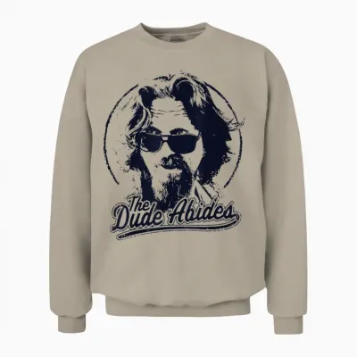 The Big Lebowski the Dude Abides Classic Circle Logo Unisex Sweatshirt - Sand