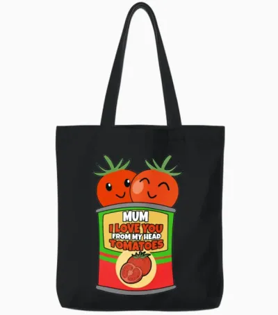 Funny Tomato Outfit Tote Bags - Black