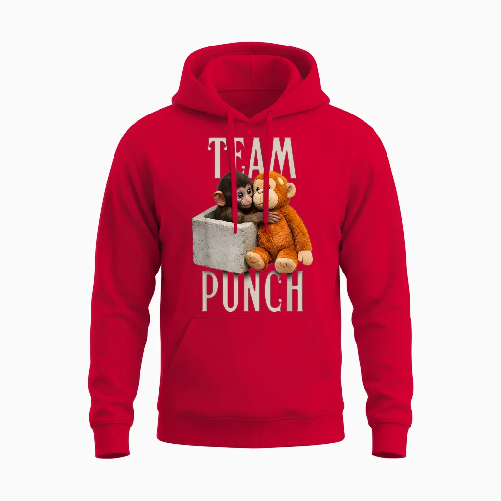Baby Monkey Punch Team Punch Unisex Hoodie in Red