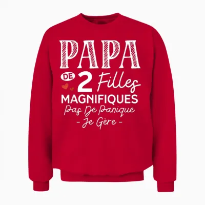 Dad of 2 Girls Gorgeous Personalized Gift for Dad Unisex Sweatshirt - Red