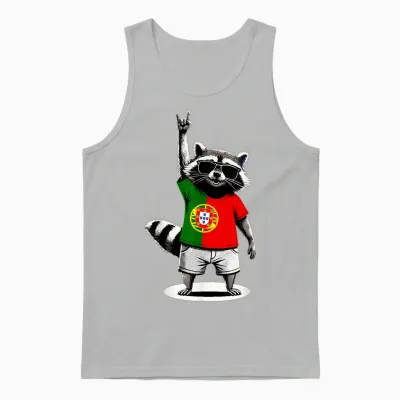 Portugal Flag Funny Portuguese Raccoon Unisex Tank Top - Ash