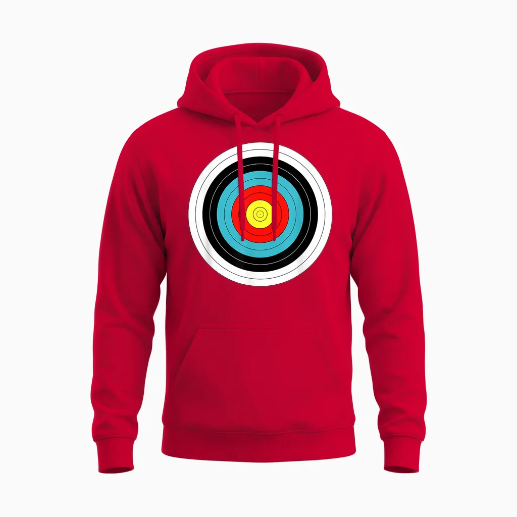 Zielscheibe Für Bogenschiessen Mit Pfeil Und Bogen Unisex Hoodie in Red