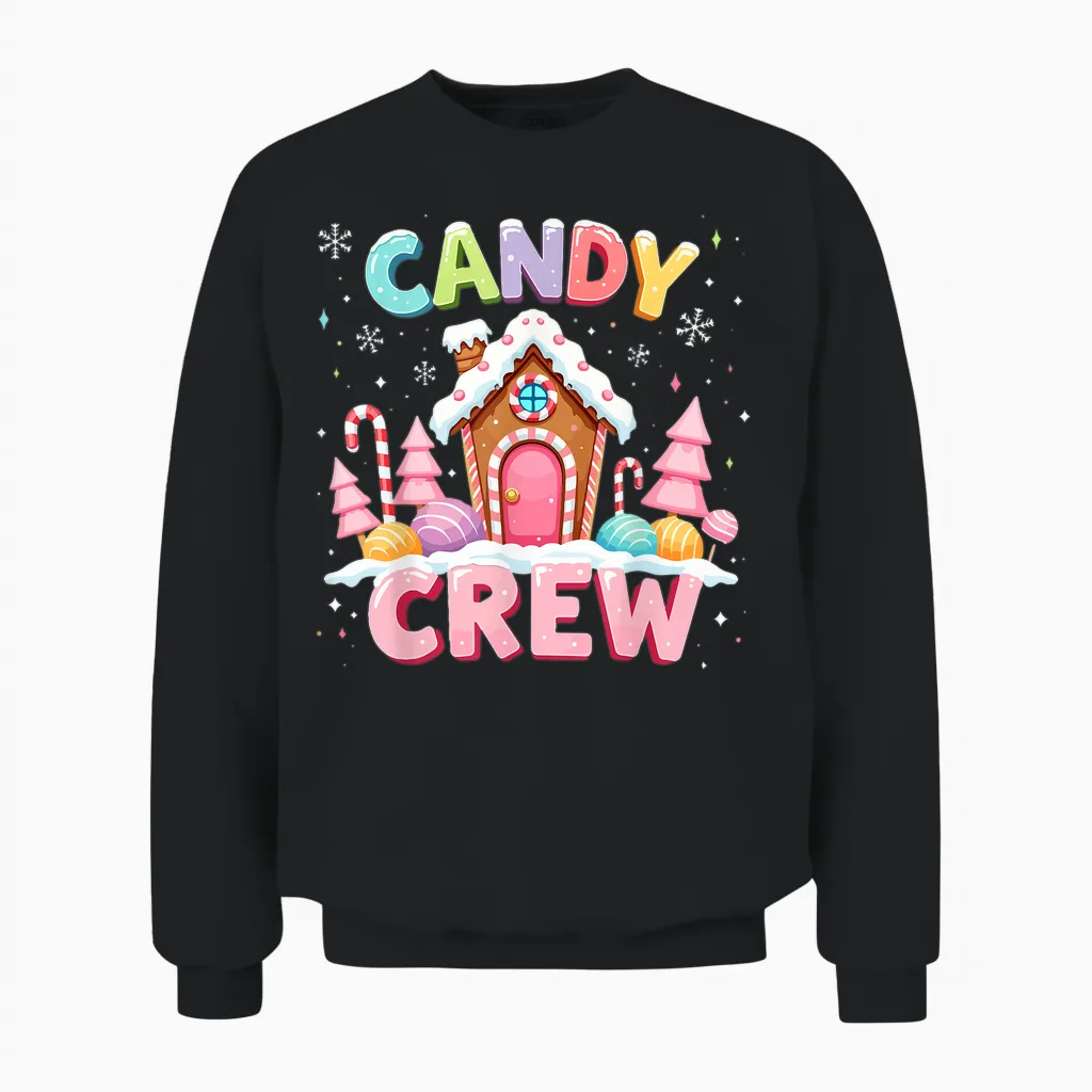 Candy Land Candy Crew Decorations Sweetie Candy Squad Xmas Unisex Sweatshirt in Black