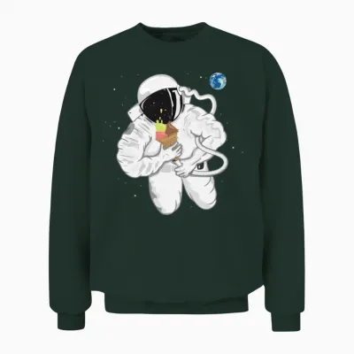 Astronaut with Ice Cream Cone Unisex Sweatshirt - Forest