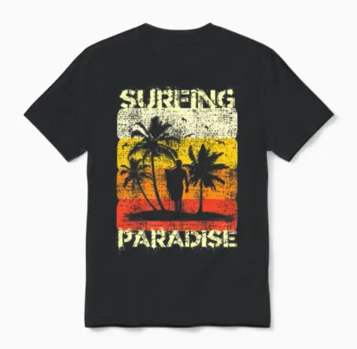 Retro Surfing Unisex T-Shirt - Black