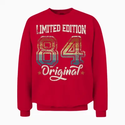 40th Birthday Man Woman 40 Years 1984 Decorative Funny Gift T-Shirt, Black Unisex Sweatshirt - Red