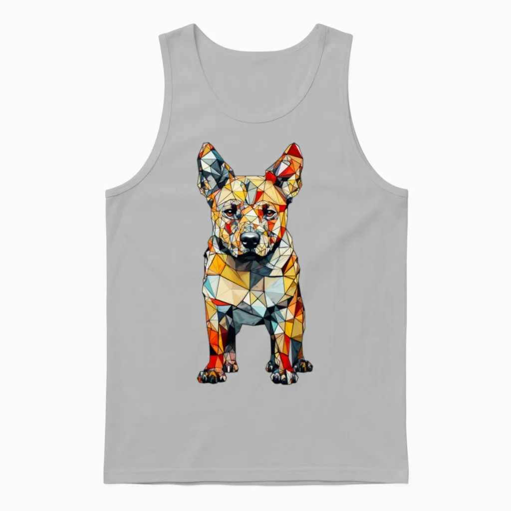 Geometric Dog Lovers Unisex Tank Top in Ash