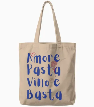 Amore Pasta Vino E Basta Italien Sommer Tote Bags - Natural