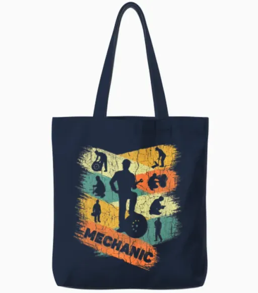 Retro Mechanic Tote Bags - Navy