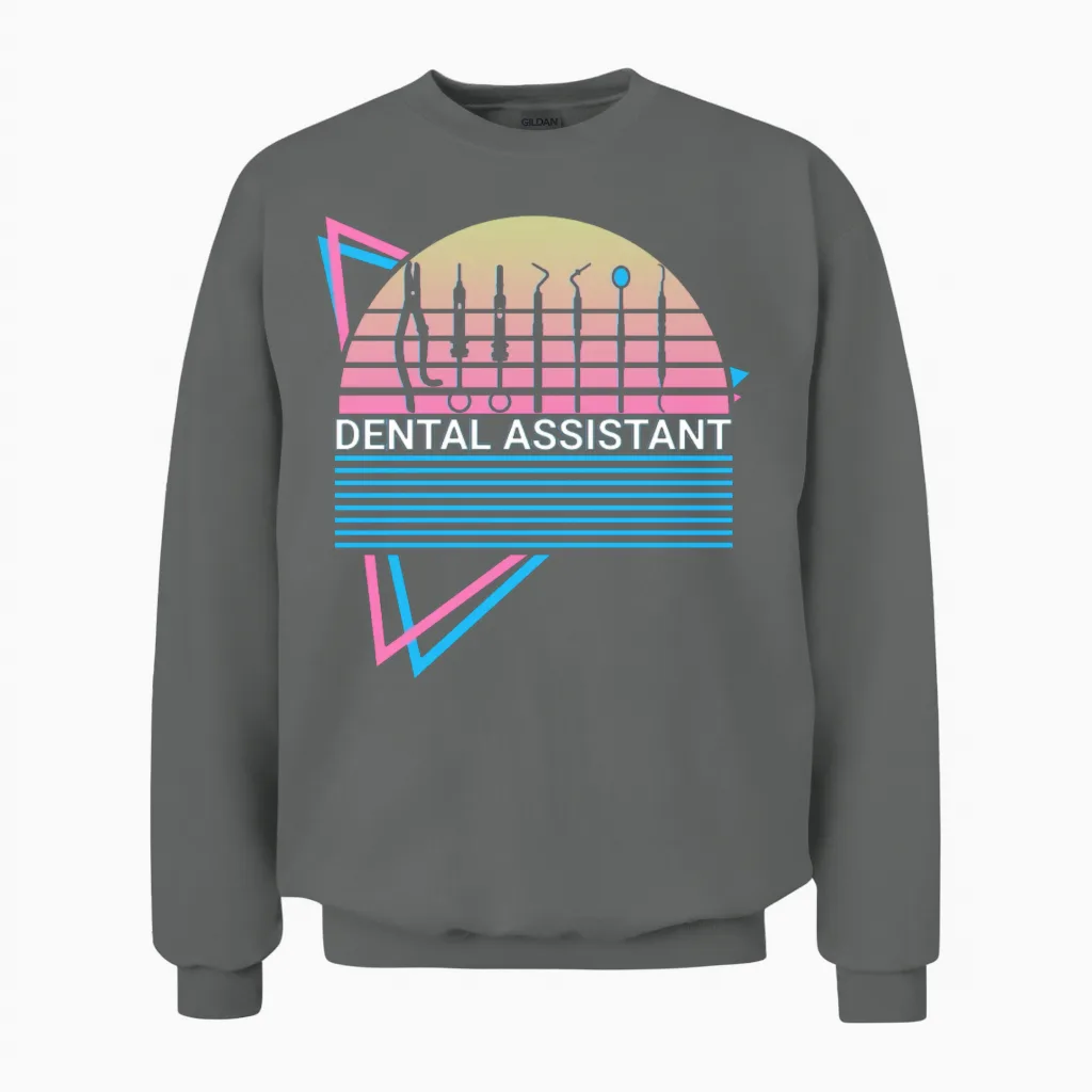 Dental Assistant Retro Unisex Sweatshirt in Graphite Heather