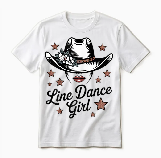 Line Dance Country Girls' Farm & Gift Unisex T-Shirt in White