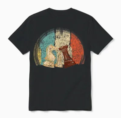Chess Pieces Chess Retro Unisex T-Shirt - Black