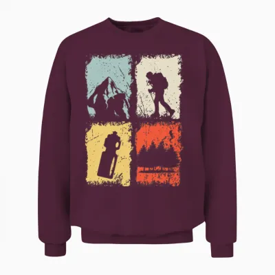Hiking Retro Unisex Sweatshirt - Maroon