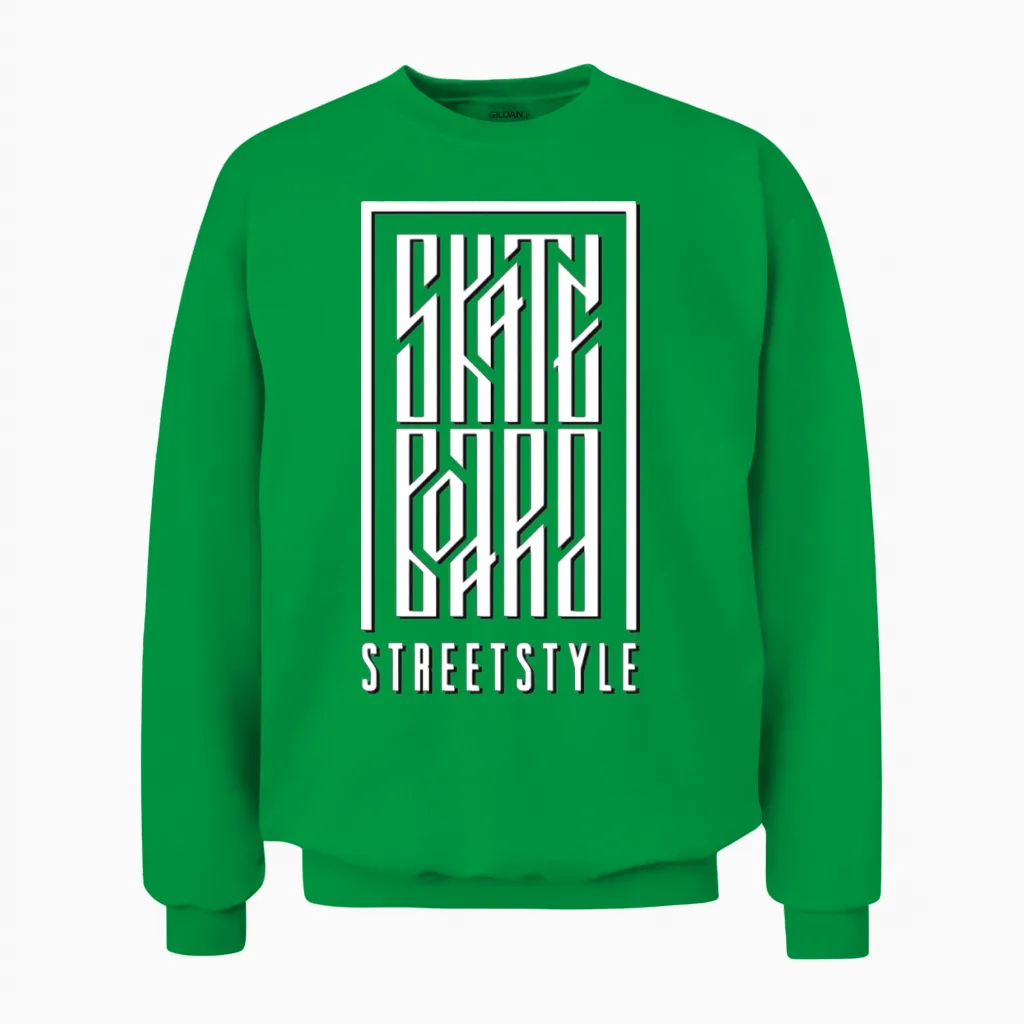 Skateboard Street Style Skateboarder Skateboarding Unisex Sweatshirt in Irish Green