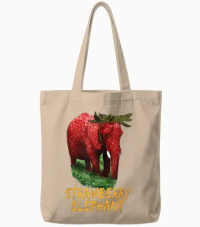 Strawberry Elephant Meme Tote Bags - Natural