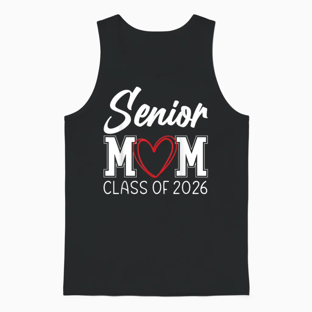 Senior Mom Class of 2026 Graduation Unisex Tank Top in Black