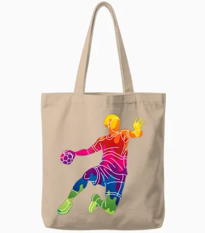 Handball Jersey Children's Women's Men's Gift Handball Fans T-Shirt, Black, S Tote Bags - Natural