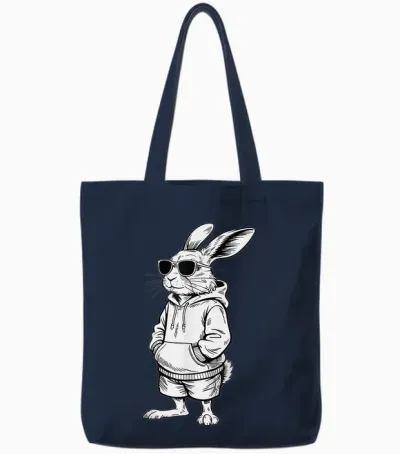 Cooler Osterhase Kaninchen Sonnenbrille Frohe Ostern Kinder Tote Bags - Navy