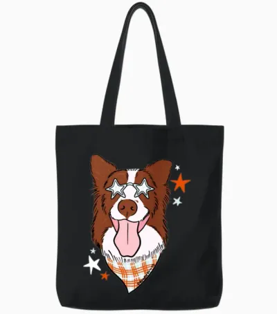 Star Dog Tote Bags - Black