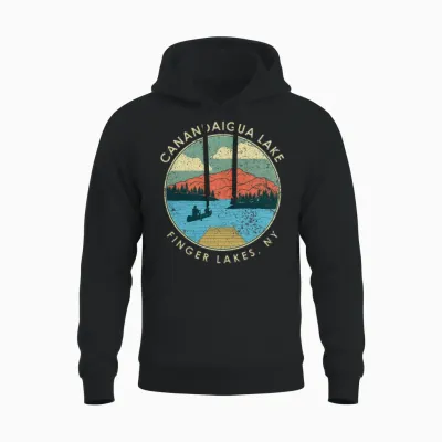Finger Lakes Ny New York Canandaigua Lake Print Unisex Hoodie - Black