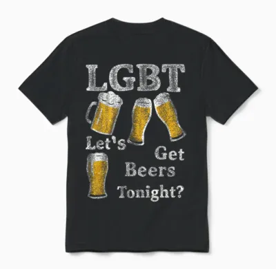 Lgbt Let's Get Beers Tonight Beer Funny Unisex T-Shirt - Black