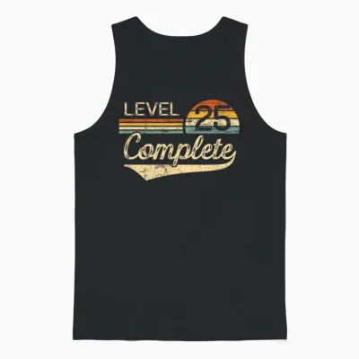 Level 25 Complete Vintage 25th Wedding Anniversary Unisex Tank Top - Black