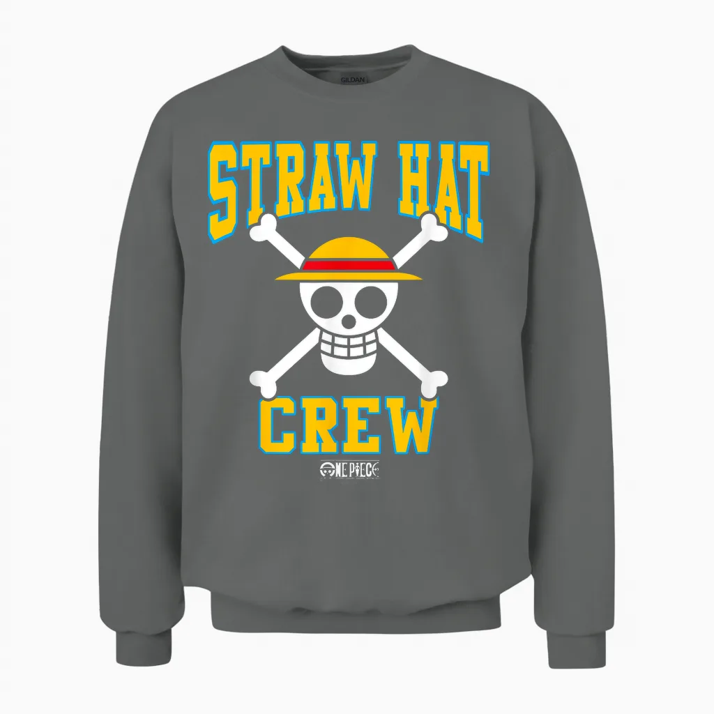 One Piece Anime Straw Hat Crew Athletic Type Jolly Rogers Unisex Sweatshirt in Graphite Heather