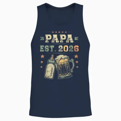 Papa Est. 2026, Neuer Vater, Junger Papa, Erste Mal Papa Unisex Tank Top - Navy