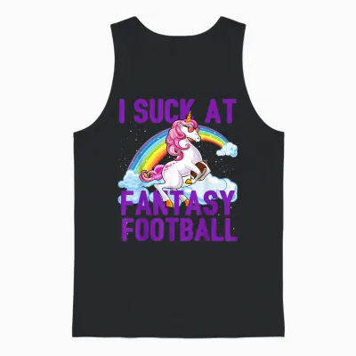 I Suck at Fantasy Football Unicorn Rainbow Loser Men Gift Unisex Tank Top - Black