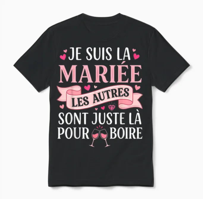 Je Suis La Mariée Les Autres Sont Juste Là Pour Boire Unisex T-Shirt in Black
