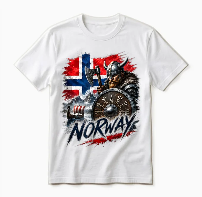 T-Shirt Drapeau De La Norvège, T-Shirt De La Norvège Pour Homme Et Enfant Unisex T-Shirt in White