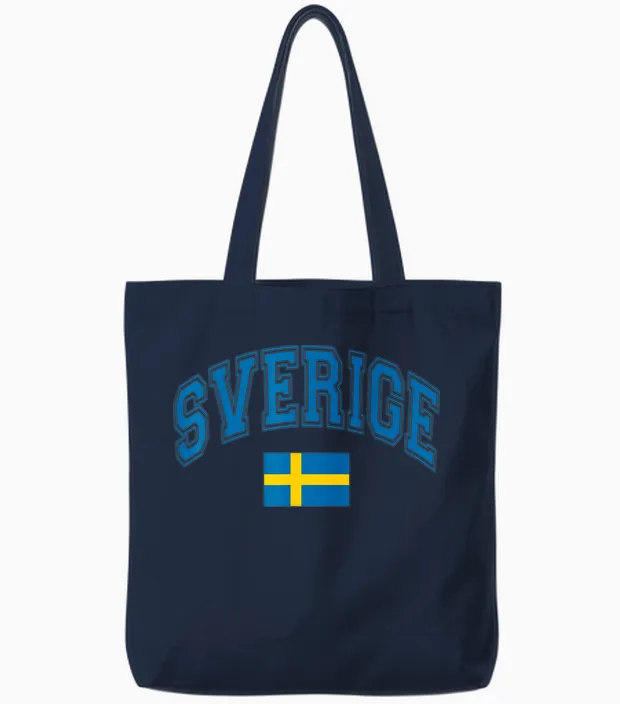 Schweden Sverige Flagge Tote Bags in Navy