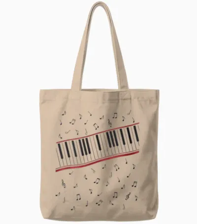 Funny 1980s Beat It Piano Beat Music Cosplay Keyboard Player Tote Bags - Natural