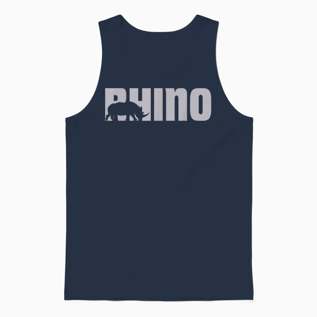 Cool Rhino Design for Men, Women, Kids, Rhino Lovers Unisex Tank Top in Navy