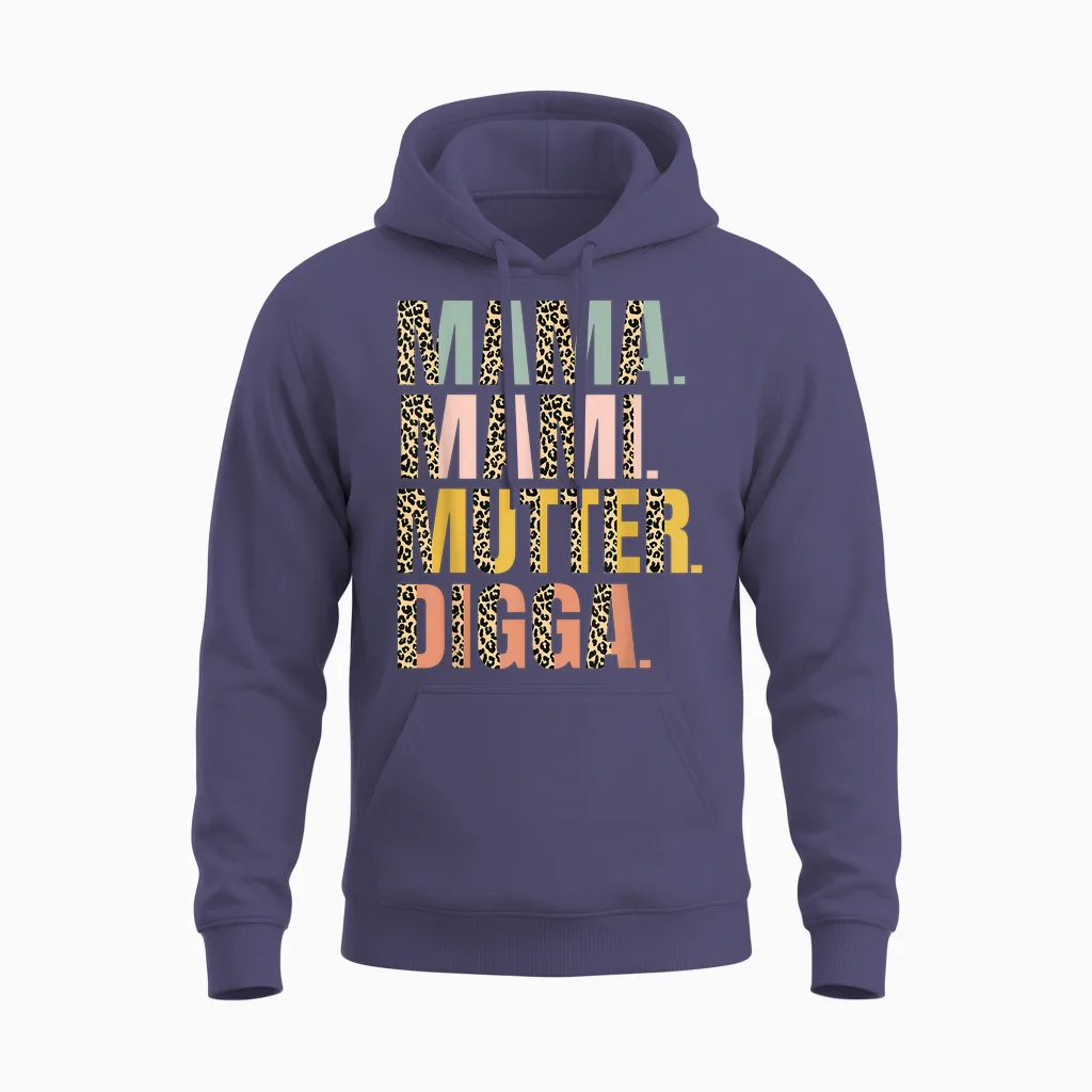 Mama Mami Mother Digga Mother's Day Leopard for Mum Women's T-Shirt, Black Unisex Hoodie in Heather Sport Dark Navy