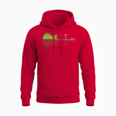 Sunset Guitar Disc Golf, Perfect for Disc Golf Unisex Hoodie - Red