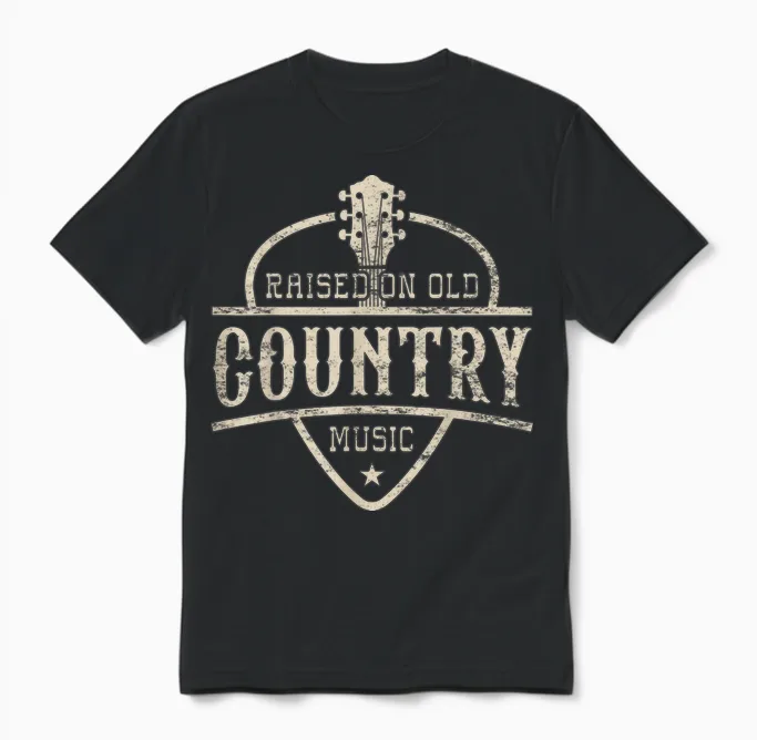 Raised on Old Country Music 80s 90s Vintage Southern Music Unisex T-Shirt in Black