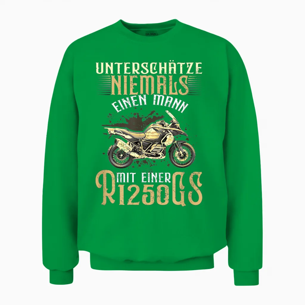 R1250gs Motorrad Reise Enduro Biker Speed Vintage T-Shirt - Unisex - Schwarz - Klein - Kurzarm - Klassische Passform - Retro - Motorrad Unisex Sweatshirt in Irish Green