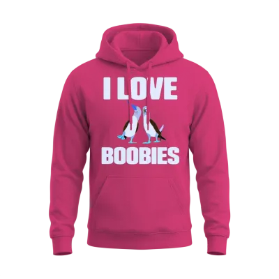 I Love Boobies Funny Blue Footed Boobies Bird Unisex Hoodie - Heliconia