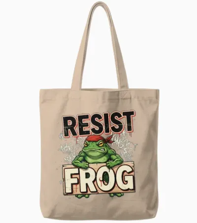 Resist Frog | Portland Frog Protest Resist Tote Bags - Natural