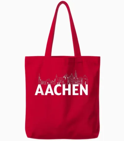 Aachen Deutschland Europa Stadt Skyline Silhouette Umriss Skizze Tote Bags - Red