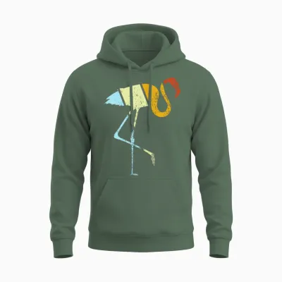 Flamingo Retro Unisex Hoodie - Military Green