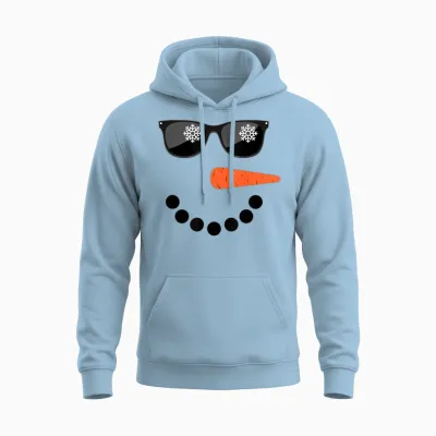 Snowman Shirt Glasses Boys Kids Toddlers Christmas Winter Unisex Hoodie - Light Blue