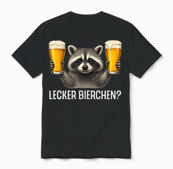 Funny Raccoon T-Shirt with German Text Unisex T-Shirt in Black