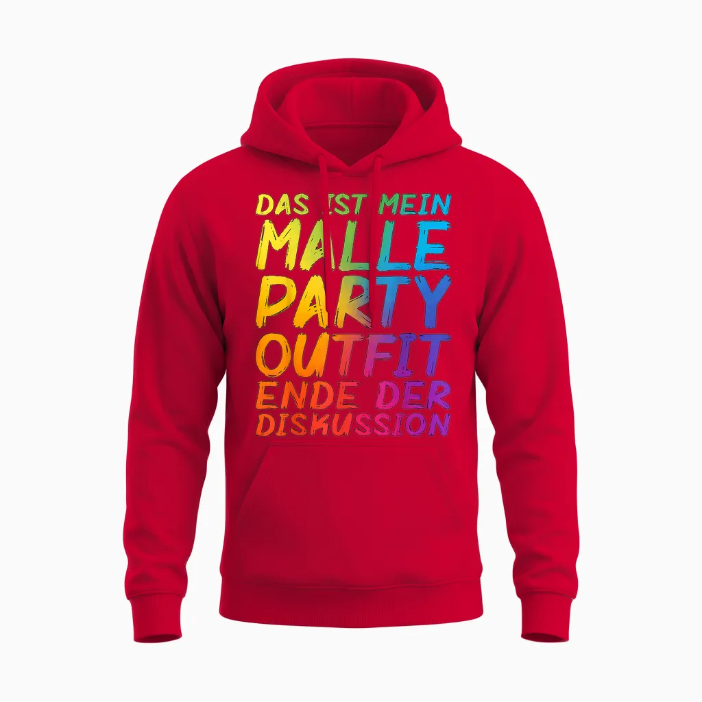 Das Ist Mein Malle Party Outfit Ende Der Diskussion T-Shirt, Black, S Unisex Hoodie in Red